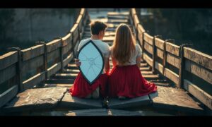 Un couple en train de discuter, assis sur un canapé, avec des expressions faciales sérieuses mais engagées, symbolisant la reconstruction de la confiance après une trahison.